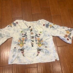 Chico's Tie-Dye Blouse with Tassel Accents